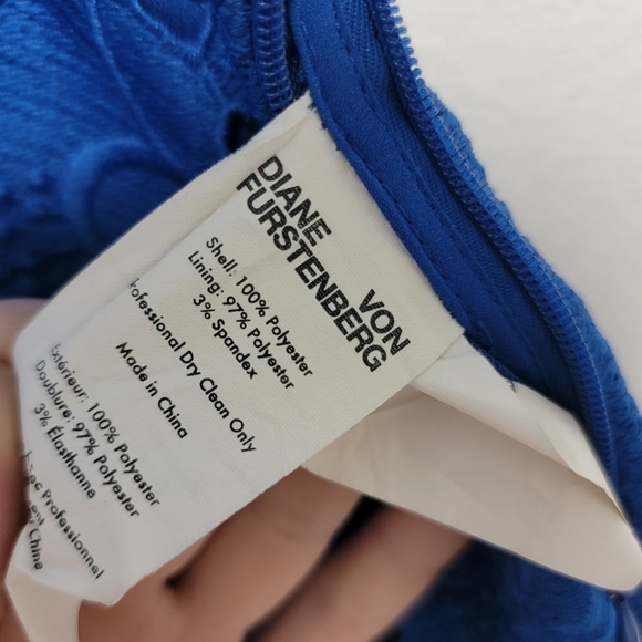 Diane von Furstenberg DVF blue floral lace open back dress - Picture 3 of 14